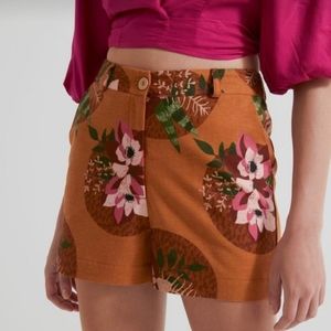 BlueSteel rust orange tropical print shorts